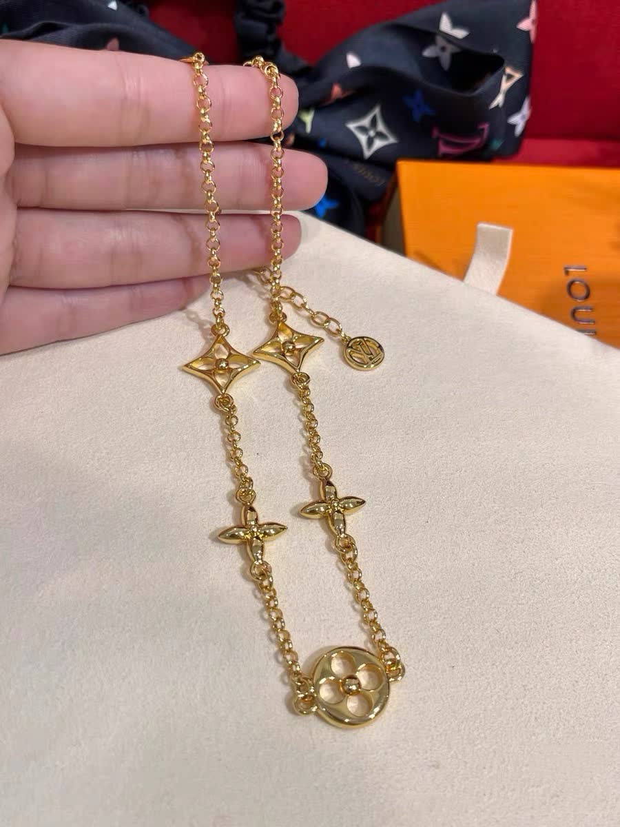 Louis Vuitton Gold-Tone Monogram Necklace